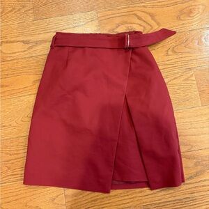 White House Black Market Rust Red Envelope Wrap Mini Skirt w/ Belt – Size 0